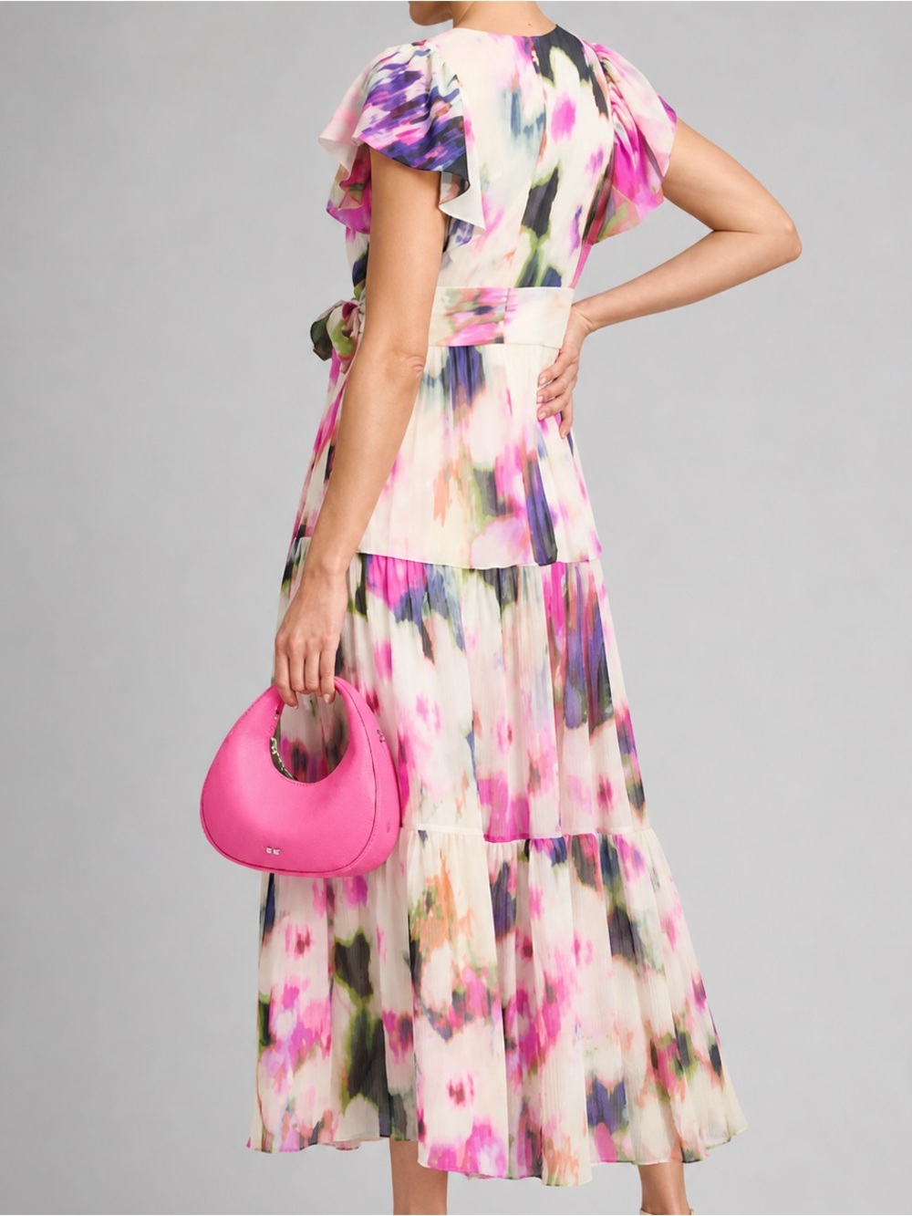 🆕🌸🪻🌿DKNY Watercolor Floral Light Casual Party Chic Summer Maxi Dress Size 8 - Picture 3 of 17